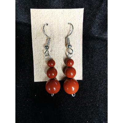 Boucle d'oreille en jaspe rouge, Bubble's