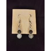 Boucle d'oreille en pierre de lune blanche et noire, Bubble's
