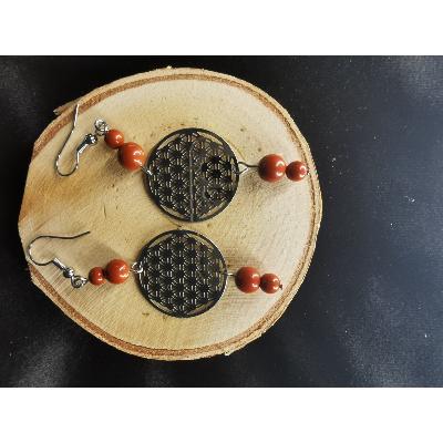 Boucle d'oreille en jaspe rouge 