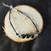 Bracelet obsidienne dorée et spinelle noir