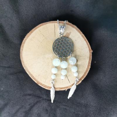 Collier en aigue marine avec fleur de vie