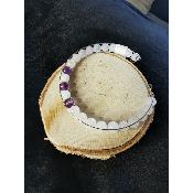 Bracelet jonc en quartz rose, améthyste et pierre de lune blanche