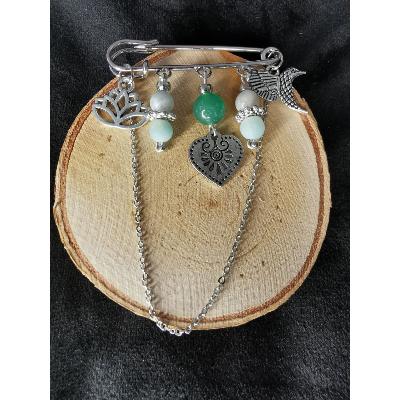 BROCHE en amazonite aventurine verte