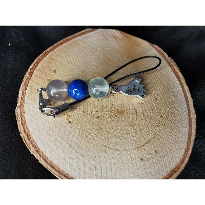 Charm de téléphone en fluorite et lapis lazuli