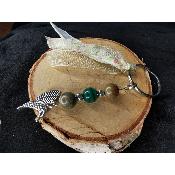 Porte clé en malachite et unakite