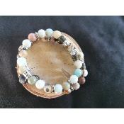 duo de Bracelet en jaspe cappuccino, amazonite et jaspe océan