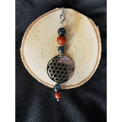 Collier jaspe rouge et hématite