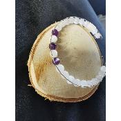 Bracelet jonc en quartz rose, améthyste et pierre de lune blanche