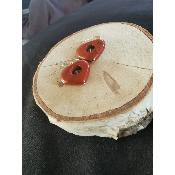 Boucle d'oreille en jaspe rouge et cristal de roche