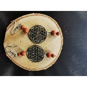 Boucle d'oreille en jaspe rouge 