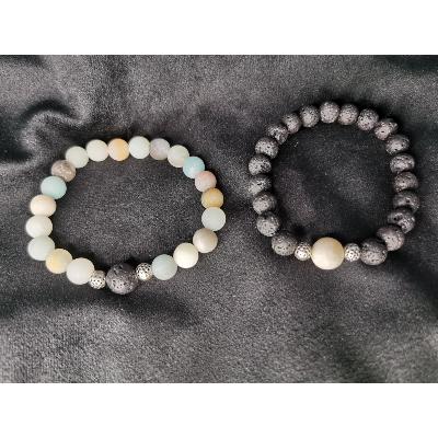 DUO de bracelet  en pierre de lave et amazonite  