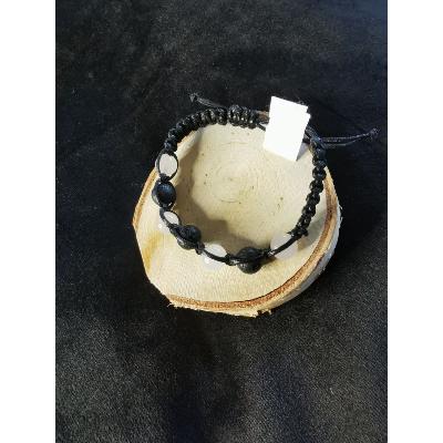 Bracelet chamballa en pierre de lave et quartz rose