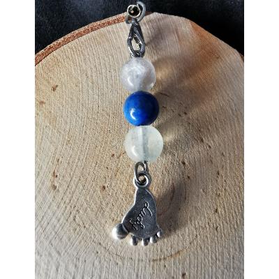 Charm de téléphone en fluorite et lapis lazuli
