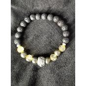 Bracelet en pierre de lave, citrine et pyrite