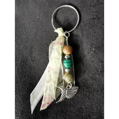Porte clé en malachite et unakite