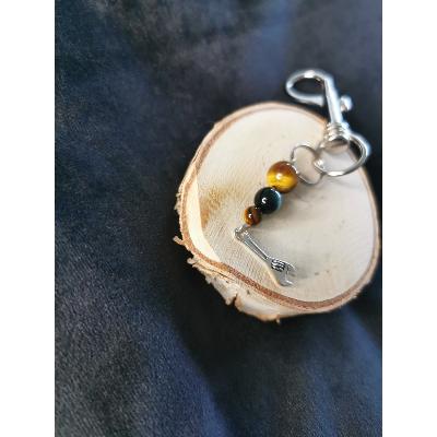 Porte clé en oeil e tigre et oeil de faucon 
