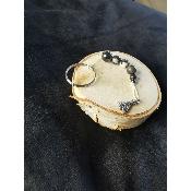 Porte clé en hématite non magnétique et agate zébre