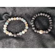 DUO de bracelet  en pierre de lave et amazonite  