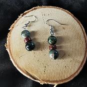 Boucle d'oreille en jaspe kambaba et jaspe dinosaure