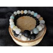DUO de bracelet  en pierre de lave et amazonite  